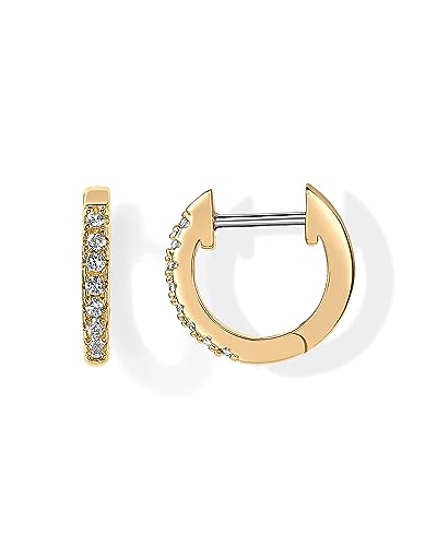 PAVOI Small Gold Hoop Earrings for Women - 14K Gold Plated Huggie Earring | Hypoallergenic Earring Set - Dainty Huggie Hoops with 925 Sterling Silver Posts - Cartilage Hoop Earrings - color: Yellow Gold