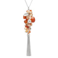 Noessla Boho Long Pendant Necklaces for Women Silver Tassel Long Necklace Sweater Chain Mothers Day Gifts Silver Costume Jewelry for Women - color: Agate