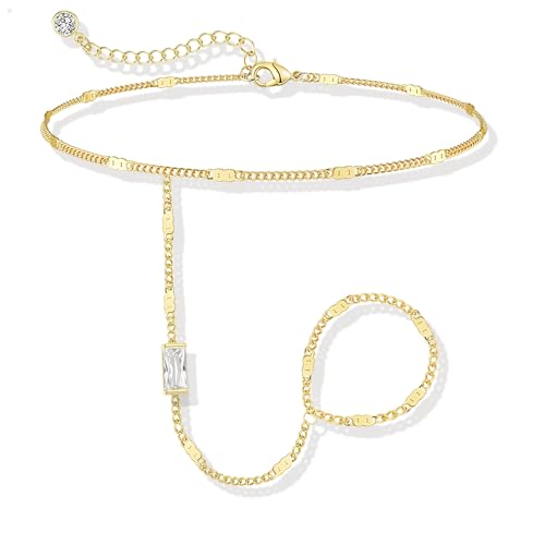 Birthstone Gold Bracelets for Women Trendy 14K Gold Plated Hand Chain Bracelet Stack Stackable Friendship Birthday Bracelets Gifts Christmas Stocking Stuffer for Women - color: 04 April