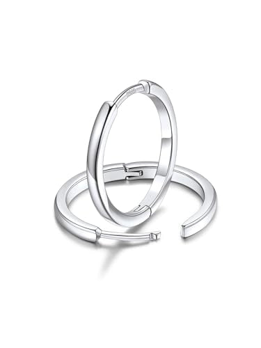FaithHeart 925 Sterling Silver Post Huggie Hoop Earrings for Women, Silver Small Hoop Earring, Hypoallergenic Cartilage Earrings for Women - color: 01. Blank-Silver, size: 16mm