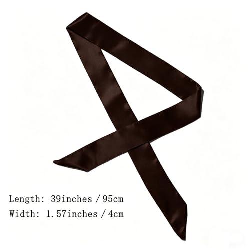 10 Pcs Long Thin Small Skinny Scarf Satin Neck Tie Ribbon Choker for Women Girls - color: Coffee