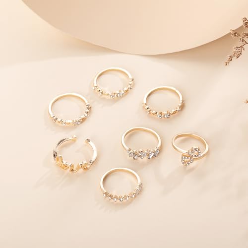 FUTIMELY Boho Retro Stackable Rings Sets for Women Knuckle Joint Finger Knuckle Nail Ring Sets Moon Stars Stack Preppy Statement Rings Cute Trendy Stuff Jewelry - style: C-3