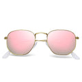 Polarized Sunglasses for Womens Men Trendy Square Hexagonal Flat Mirrored Sun Glasses UV Protection - color: A06-rose Gold/Pink