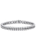 ChainsHouse Stainless Steel Cuban Link Bracelet, 8mm/12mm/17mm Width, 7.5"/8.3"/9", 18K Gold Plated Chain Wrist Bracelets for Men Women, Send Gift Box - color: C: Steel-6mm width