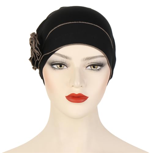 Headwrap Turbans for Women - Twist Soft Floral Solid Caps Pre Tied Chemo Beanies Headwear Hat for Cancer - color: Black Coffee