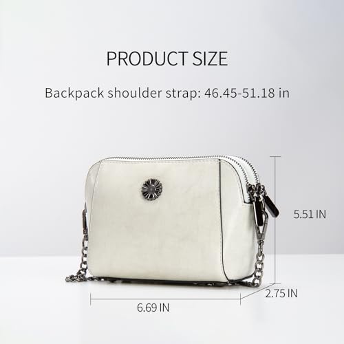 Genuine Leather Small Crossbody Bags for Women | Lightweight Shoulder Purse, Designer Handbag with Adjustable Strap, Casual Travel Everyday Bag - color: H-white