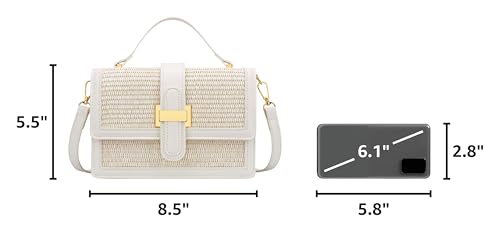 KKXIU Crossbody Bags for Women - Top Handle Purses for Lady, Leather Handbags Shoulder Clutch with Adjustable Shoulder Strap - color: A-white