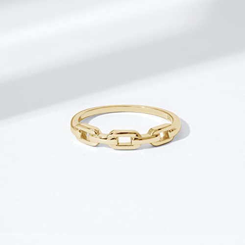 Amazon Essentials Plated Sterling Silver Chain Link Accent Ring - color: Yellow Gold, size: 6
