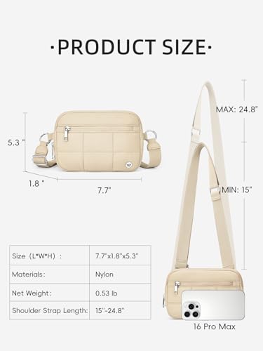 WESTBRONCO Small Crossbody Bags for Women Nylon with Adjustable Strap, Zipper Crossbody Purse, 1L Shoulder Bag for Travel - color: Khaki-new