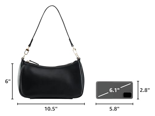 Shoulder Bag for Women with 2 Removable Straps and Zipper Closure Crossbody Bags Clutch Tote HandBags Purses | with 2 Removable Straps - color: Black