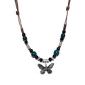 Boho Style Colorful Ceramic Bead Strand Necklace Adjustable Bohemian Jewelry Gift for Women, Fashion Clothing Matching Necklace - color: Teal-Black