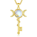 INFUSEU Mystical Hecate Triple Moon Goddess Necklaces, Divine Feminine Protection Gifts - style: Moonstone Hecate Key - Gold