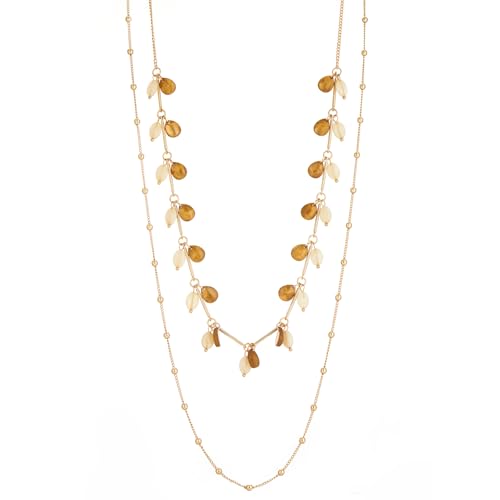 BULINLIN Layered Long Necklaces for Women Long Beaded Chain Necklace CostumeJewelry Mothers Day Gifts for Mom - color: Camel