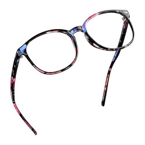 LifeArt Round Blue Light Blocking Glasses, Computer Glasses, Gaming Glasses, TV Glasses for Women Men (Floral, No Magnification) - color: 04_days_floral, size: +0.00(No Magnification)
