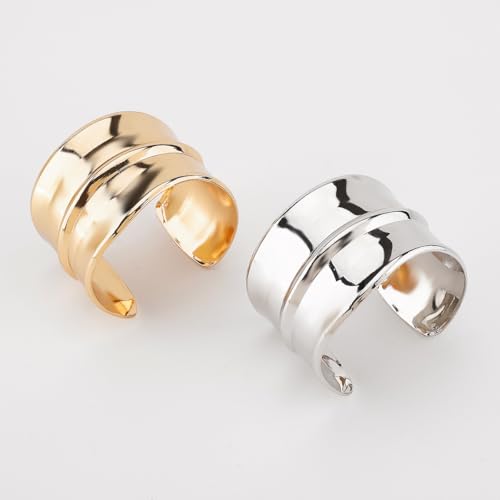 MIFYNN Chunky Cuff Bangle Bracelets for Women Geometric Opening Bracelet Irregular Minimalist Statement Bracelets Open Wide Bangle Arm Cuff Upper Arm Punk Jewelry