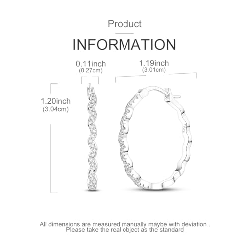 NARMO 925 Sterling Silver Hoop Earrings for Women Hypoallergenic Lightweight Simple Huggie Hoop Earrings Twisted Hoop Earrings Colorful Cubic Zirconia Hoop Earrings Rainbow Hoop Earrings - color: Sparkling Waves