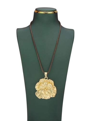 Leather Necklace for Women Vintage Boho Necklaces Black Cord Choker With Pendant Casual Chunky Leather Necklace Trendy - style: Gold Flower Necklaces