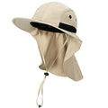 Tirrinia Wide Brim Sun Hat with Neck Flap for Men & Women, Breathable Hiking Fishing Safari Hat, Outdoor UV Protection Cap - color: # Tan