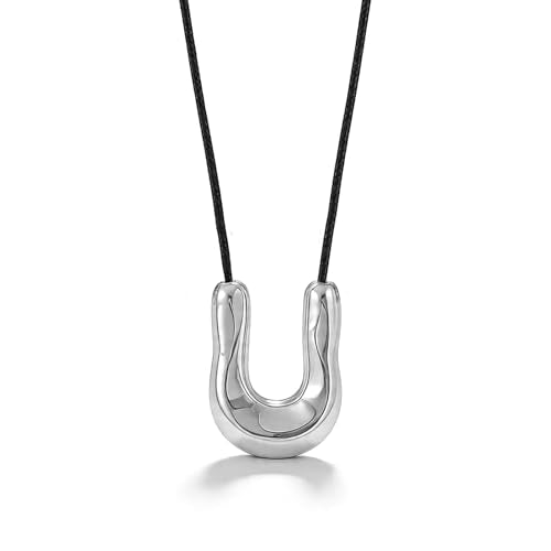 Frodete Statement Necklace for Women Chunky Gold Necklaces Long Pendant Necklace Boho Necklaces Gold Pendant Jewelry Cowboy Chic Style Cowgirl Outfit - color: Z5:Silver U Necklace