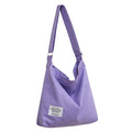 Covelin Women's Retro Large Size Canvas Shoulder Bag Hobo Crossbody Handbag Casual Tote - color: Light Purple