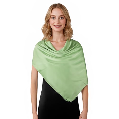 RIIQIICHY 35 Inch Head Scarf for Women Hair Scarf Like Silk Scarf Square Scarf Bandanas for Women - color: Light Geen