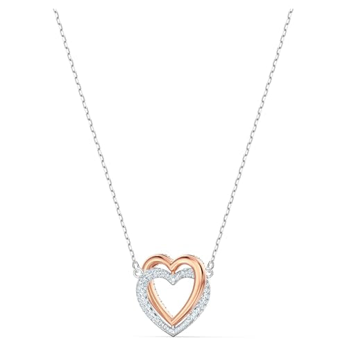 Swarovski Infinity Heart Jewelry Collection, Necklaces and Bracelets, Rose Gold & Rhodium Tone Finish, Clear Crystals - color: Necklace