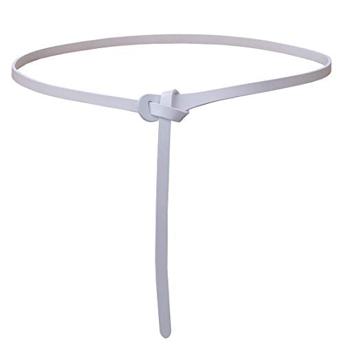 shengweiao Women's Adjustable Leather Belts Fashion Skinny Waist Strap - color: White, size: Medium