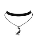 Gothic Choker, Choker Necklace for Women, Black Velvet Choker, Layered Necklace, Goth Jewelry for Women - style: Black Crescent Moon
