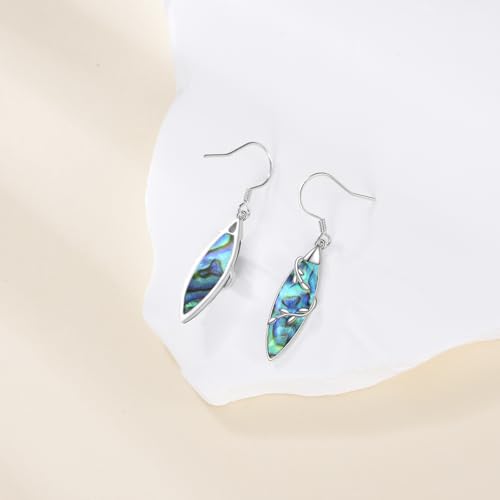 TIGER RIDER Abalone Shell 925 Sterling Silver Dangle Earrings Lightweight Filigree Dangle Drop Earrings for Women - style: Raindrop abalone