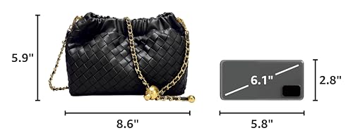 Joryin Woven Women's Crossbody Bag & Evening Purse, Trendy Dumpling Clutch & Hobo Cloud Shoulder Bag Trendy Dumpling Clutch - color: Woven Leather-black