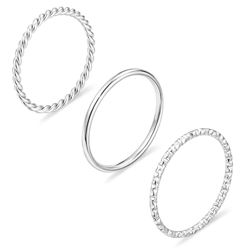 Gokeey Gold Rings for Women Non Tarnish, Dainty 14K Gold Plated Stackable Thin Thumb Ring Set Trendy Pinky Wedding Bands Engagement Rings for Women Size 4 5 6 7 8 9 10 11 - color: Silver, size: 7