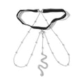 Snake Leg Chain for Women, Sexy Serpent Charm Thigh Garter, Summer Bikini Skirt Beach Party - style: B lace silver