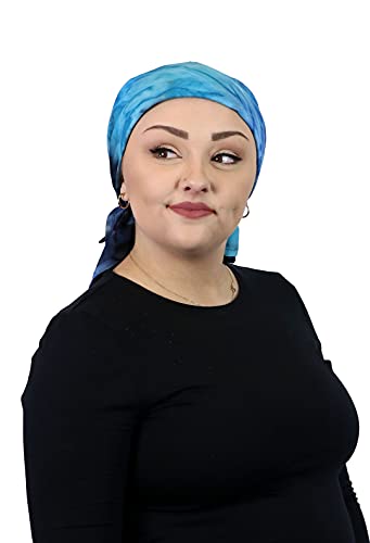 Hats Scarves & More Chemo Scarf Head Scarves for Women Cancer Headwear Headscarf Head Coverings 28 Inch Square Batik - color: Zenith Blue