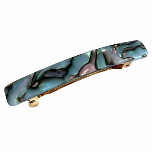 French Amie Small 2 1/4 Inches Celluloid Handmade Golden Brown, Tokyo, Onyx, Opera, Pearl Black, Ivory, Finish Automatic Hair Clip Hair Barrette (Gray Magma) - color: Gray Magma