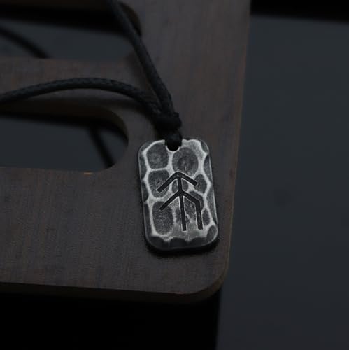 Ankiyabe Stainless Steel Norse Viking Rune Pendant with Adjustable Braided Rope Good Luck/Love/Strenght/Health Viking Symbol Necklace for Men Women - color: HOPE