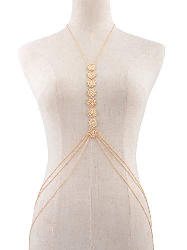 DoubleNine Body Chain Belly Waist Charm Boho Coin Bikini Beach Pendant Necklace Women Sexy Jewelry (gold) - color: gold