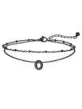 FaithHeart Initial Ankle Bracelets for Women, Waterproof 14k Gold Plated Initial Anklets Non Tarnish Stainless Steel Cute Layered Anklet Summer Beach Jewelry - color: Black, size: Initial O