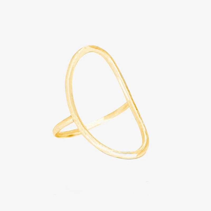 Classic Minimalist Geometric Ring 14K Gold Geometric Circle Knuckle Statement Rings Irregular Finger Rings Open Rings Shaped Geometric Ring for Women with Cubic Zirconia Statement Ring (Gold 8) - color: gold, size: 8