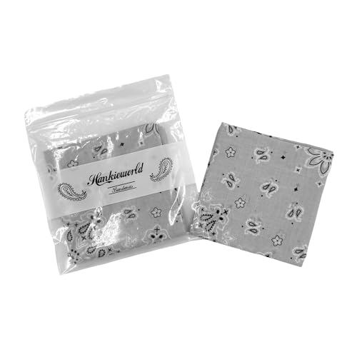 Single Pack Bandanas 60s Premium Cotton Soft Thin Handfeel Large Handkerchief for Men and Women - color: Grey