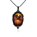 Halloween Gothic Witch Necklaces Cross Glass Pendant Necklace for Women Punk Vintage Black Dark Oval Cameo Necklace Witch Emo Necklaces Halloween Jewelry Witch Accessories 2025 - style: Bat Pumpkin
