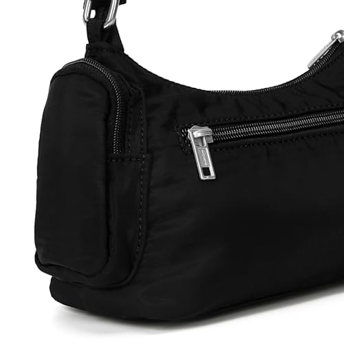 Black Shoudler Bag Nylon Brandy Shoulder Purse Multi-pocket Hobo Handbag for Women