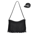Fringe Shoulder Bag for Women Underarm Suede Western Hobo Purses and Handbags Trendy Crossbody Purse with Tassel - color: Black