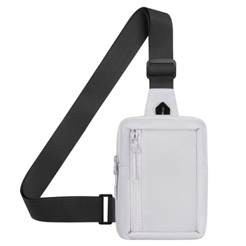 Mini Sling Bag for Men and Women, 7.5 Inch Small Anti Theft Crossbody Sling Backpack Nylon Chest Bag Fanny Pack for Travel Running Hiking (Light Grey) - color: Light Grey