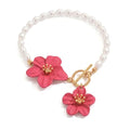 Flower Anklets for Women Trendy Flower Ankle Bracelet Boho Floral Anklet Summer Beach Anklets Jewelry for Women - color: Pearl Chain Pink