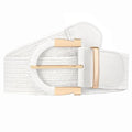 JASGOOD Straw Woven Belt for Women Dresses Boho Elastic Braided Belt Rattan Raffia Belts Ladies Wide Belt,1.97" Width - color: F-white, size: Fit waist size 25"-30"