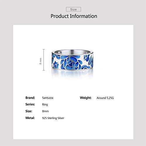 Santuzza 925 Sterling Silver Enamel Flower Pattern Ring for Women - color: Lotus