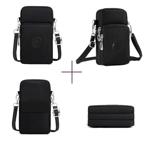 WITERY Waterproof Nylon Cute Crossbody Cell Phone Purse Smartphone Wallet Bag for Women - color: Black