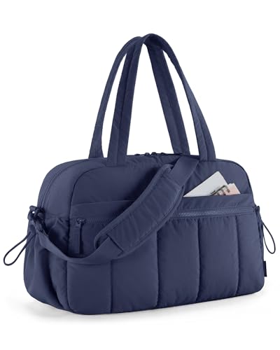 BAGSMART Gym Bag for Women, Duffle Bag for Travel with Wet Pocket, Lightweight Carry on Weekender Duffel, Water Resistant - color: Navy Blue, size: Medium