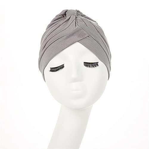 beauty YFJH Women's Cotton Turban Head Wrap Cancer Chemo Beanies Cap Headwear Cap Bonnet Hair Loss Hat - color: Gray