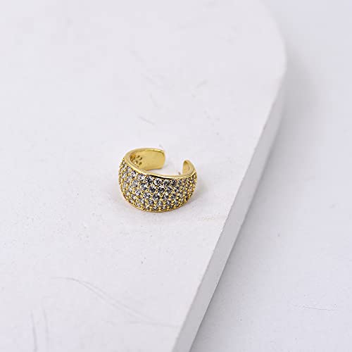 Thick Diamond Ear Cuff | Wide Gold Cuff No Piercing | Chunky Bold Cartilage Cuff Ear Wrap | CZ Hoop Earrings - style: 1 Pair 2 Cuffs